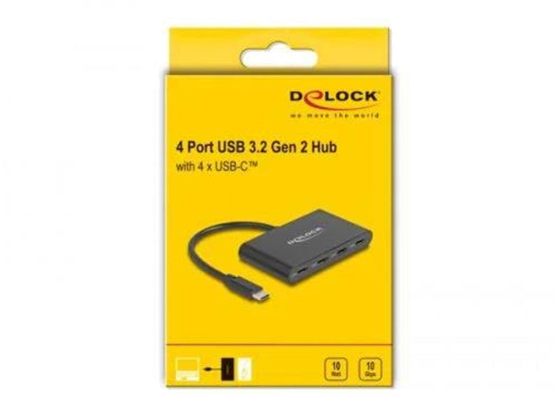 DeLOCK - Hub - 10 Gbps - 4 Ports USB-Hubs - 4 - Schwarz