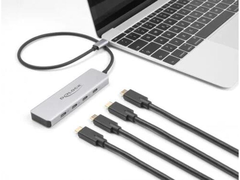 DeLOCK - Hub - 10 Gbps with 35 cm Connection Cable - 4 Ports USB-Hubs - 4 - Grau