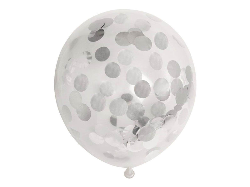 Globos Confetti Balloons Paper Confetti Metallic Silver 30cm 6pcs.
