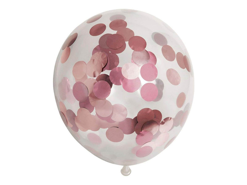Globos Confetti Balloons Paper Confetti Metallix Rose Gold 6pcs.
