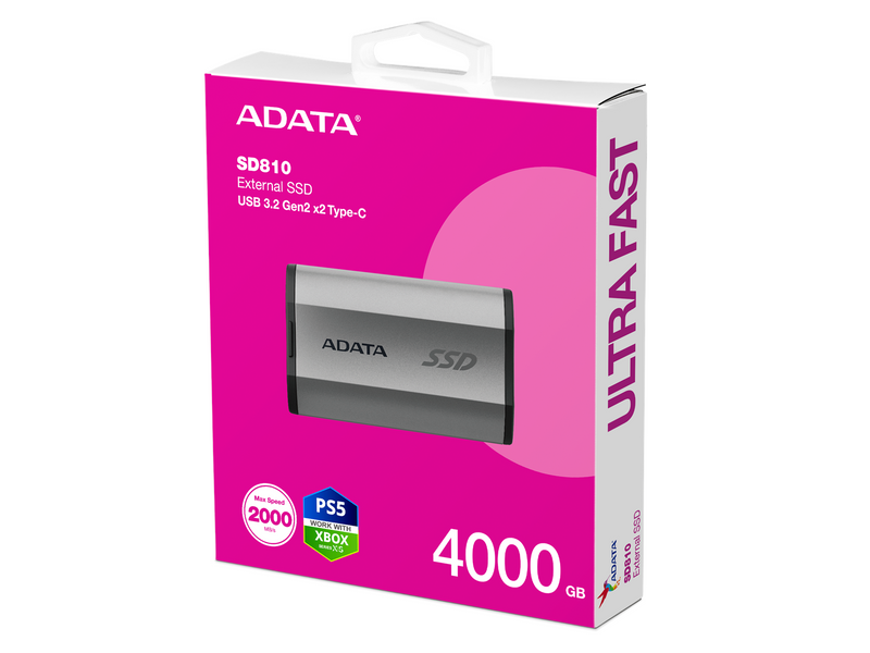 A-Data SD810 SSD - 4TB - Grau - Extern SSD - USB 3.2 Gen 2x2