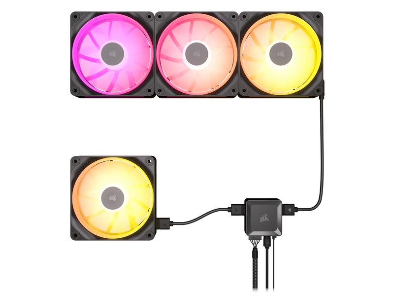 Corsair iCUE LINK LX120 3-pack - Gehäuselüfter - 120mm - Schwarz - 36 dBA