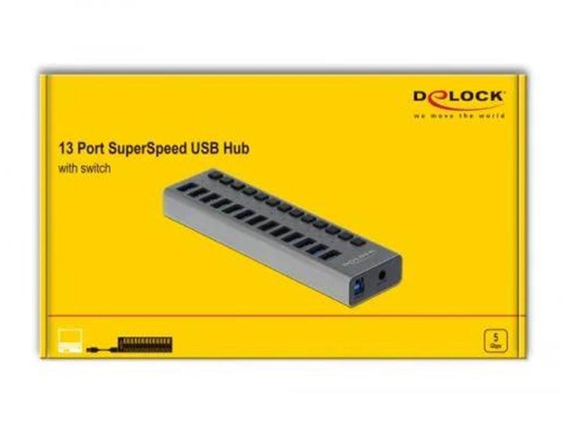DeLOCK - hub - 13 ports USB-Hubs - USB 3.0 - 13 - Grau