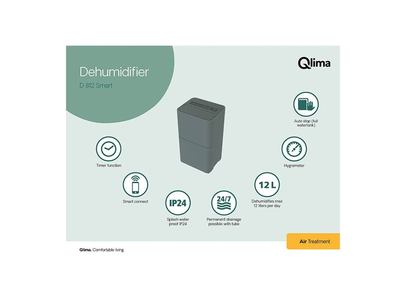Qlima D 812 dehumidifier, 12 L, Grey
