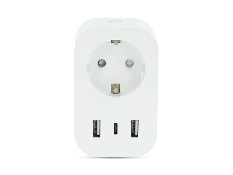 Nedis SmartLife Smart Plug Wi-Fi Strommesser 3680 W Typ F (CEE 7/7) / 1x USB-C / 2x USB Weiß