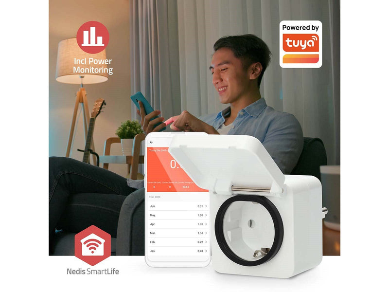 Nedis SmartLife Smart Plug Zigbee 3.0 IP44 Strommesser 3680 W Typ F (CEE 7/7) Weiß