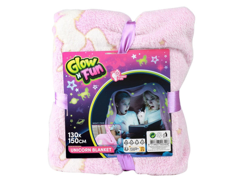 Toi-Toys Glow N fun Glow in the Dark Blanket Unicorn 130x150cm