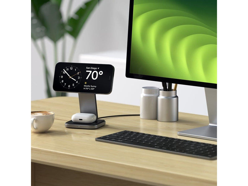 Satechi 2-in-1 Foldable Qi2 Wireless Charging Stand (Space Gray)