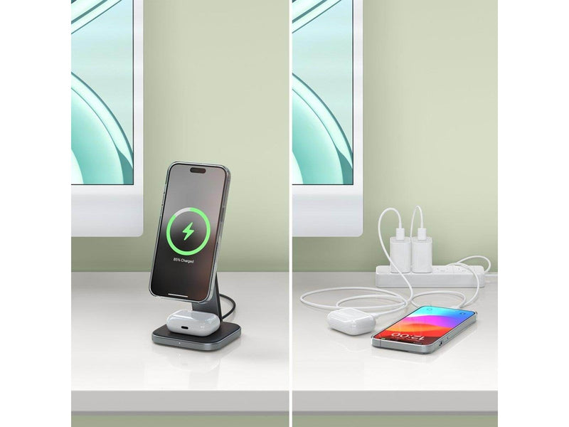 Satechi 2-in-1 Foldable Qi2 Wireless Charging Stand (Space Gray)