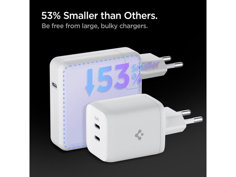 Spigen ArcStation Wall Charger PE2106 - white (GaN / 2-Port / Total 65W / USB-C PD 65W / PPS 65W)