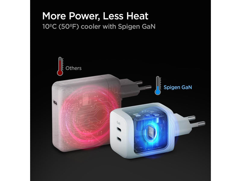 Spigen ArcStation Wall Charger PE2106 - white (GaN / 2-Port / Total 65W / USB-C PD 65W / PPS 65W)