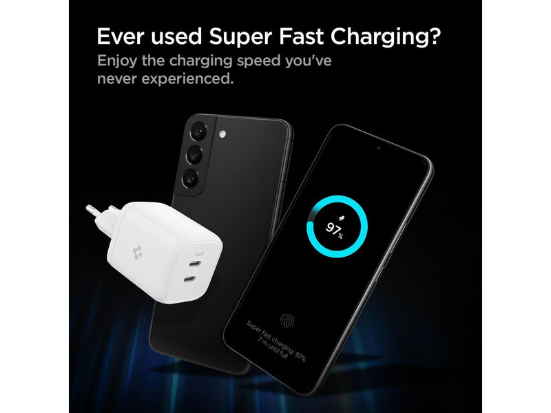 Spigen ArcStation Wall Charger PE2106 - white (GaN / 2-Port / Total 65W / USB-C PD 65W / PPS 65W)