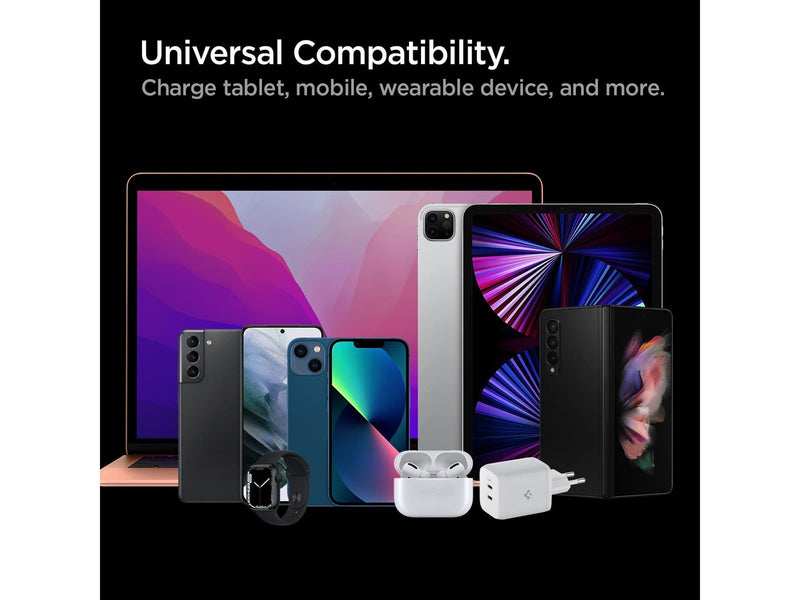 Spigen ArcStation Wall Charger PE2106 - white (GaN / 2-Port / Total 65W / USB-C PD 65W / PPS 65W)