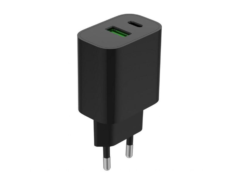 Gembird Universal GaN USB charger QC 3.0 & PD 20W 2-port - Black