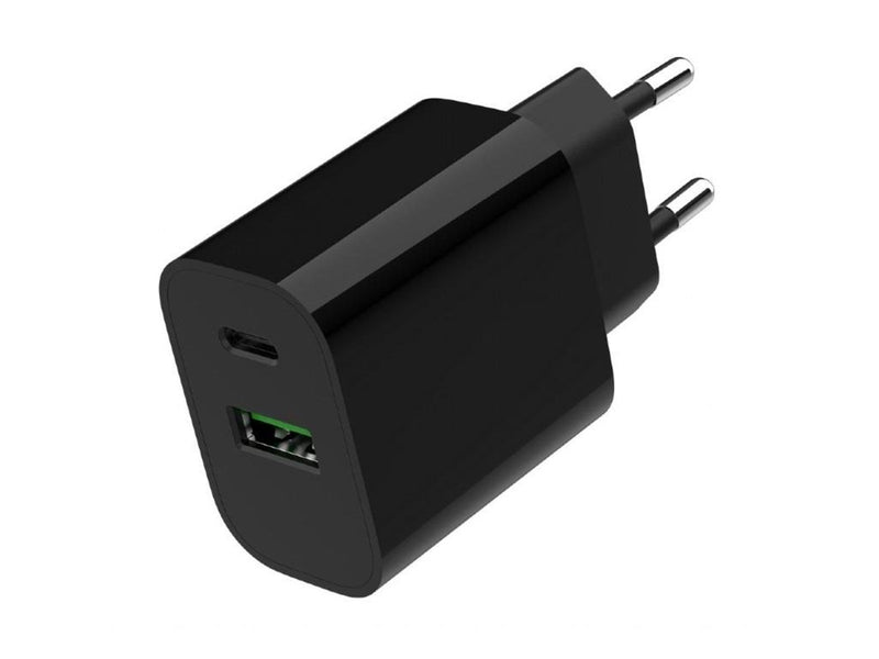 Gembird Universal GaN USB charger QC 3.0 & PD 20W 2-port - Black