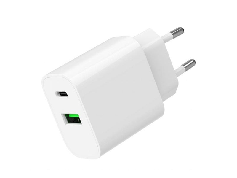 Gembird Universal GaN USB charger QC 3.0 & PD 20W 2-port - White