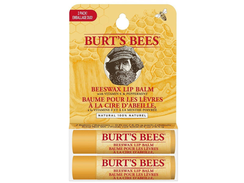 Burt's Bee Uni Beeswax Lip Balm Tube Blister Twin Pack
