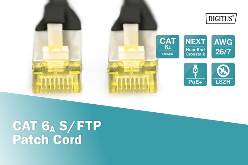 DIGITUS Patch-Kabel RJ-45 (M) zu RJ-45 (M) 0.25m Kupfer S/FTP Cat 6a schwarz