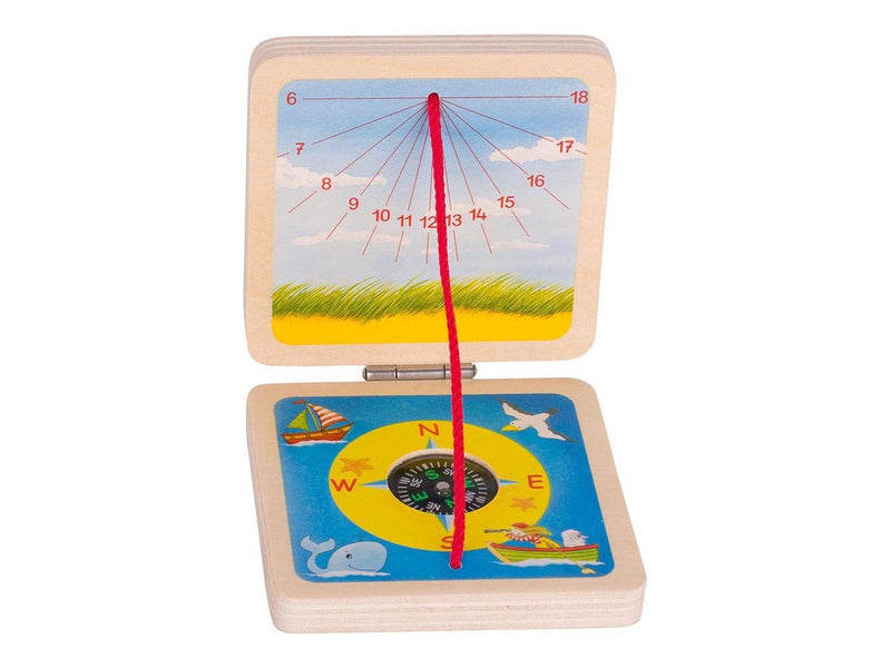 Goki Wooden Sundial and Compass Pocket Size