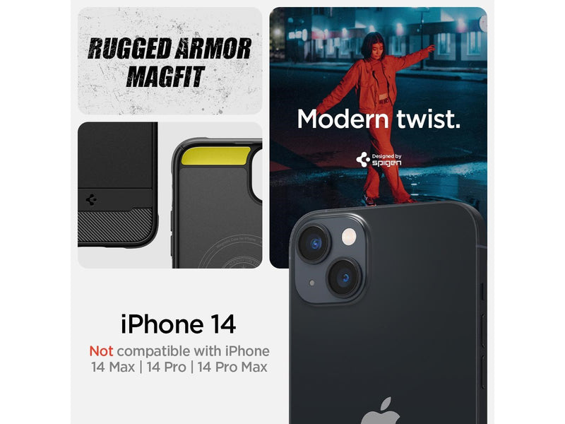 Spigen Rugged Armor MagSafe - matte black - iPhone 14