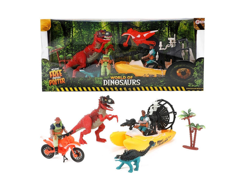 World of Dinosaurs Playset - Boat and Motorcycle with Dinosaurs