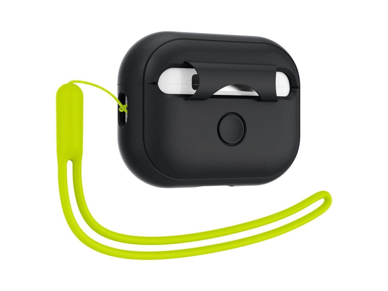 Spigen Case Silicone Fit Black + Strap Phantom Green - AirPods Pro (2nd Gen)