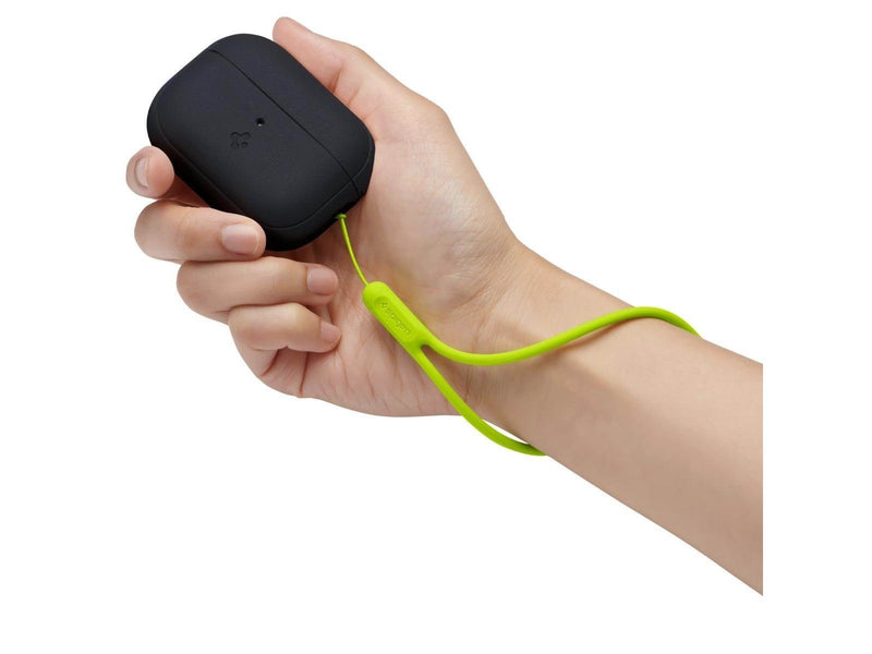 Spigen Case Silicone Fit Black + Strap Phantom Green - AirPods Pro (2nd Gen)