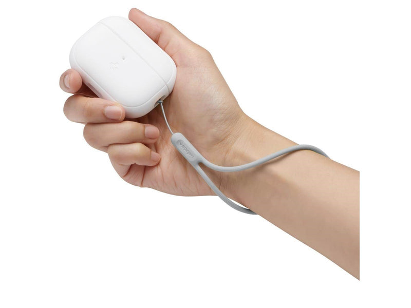 Spigen Case Silicone Fit White + Strap Gray - AirPods Pro (2nd Gen)