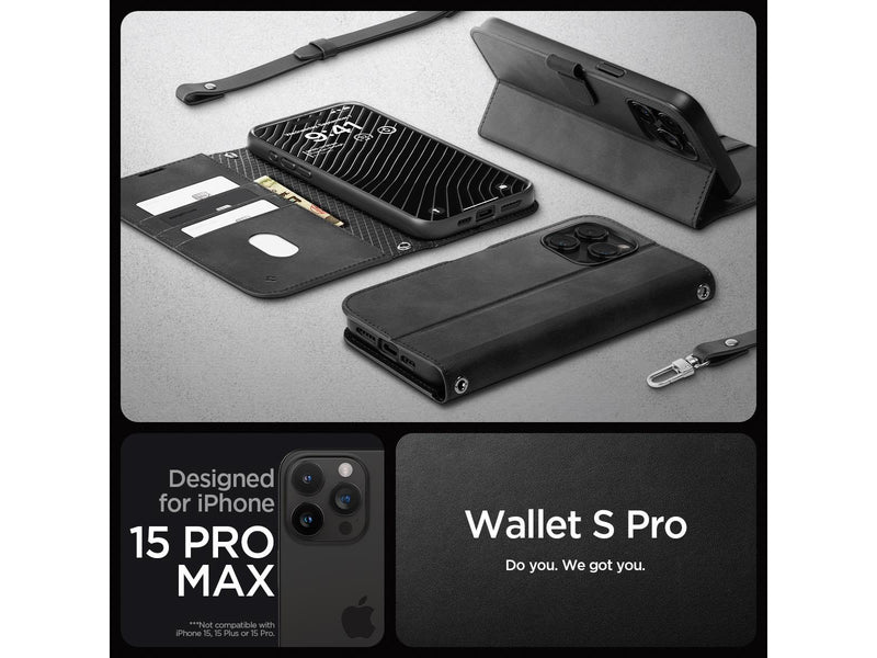 Spigen Wallet S Pro - black - iPhone 15 Pro Max