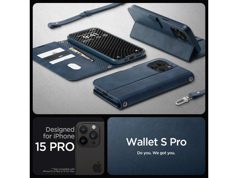 Spigen Wallet S Pro - navy - iPhone 15 Pro