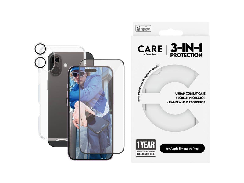 CARE by PanzerGlass Flagship 3-in-1 Bundle iPhone 16 Plus