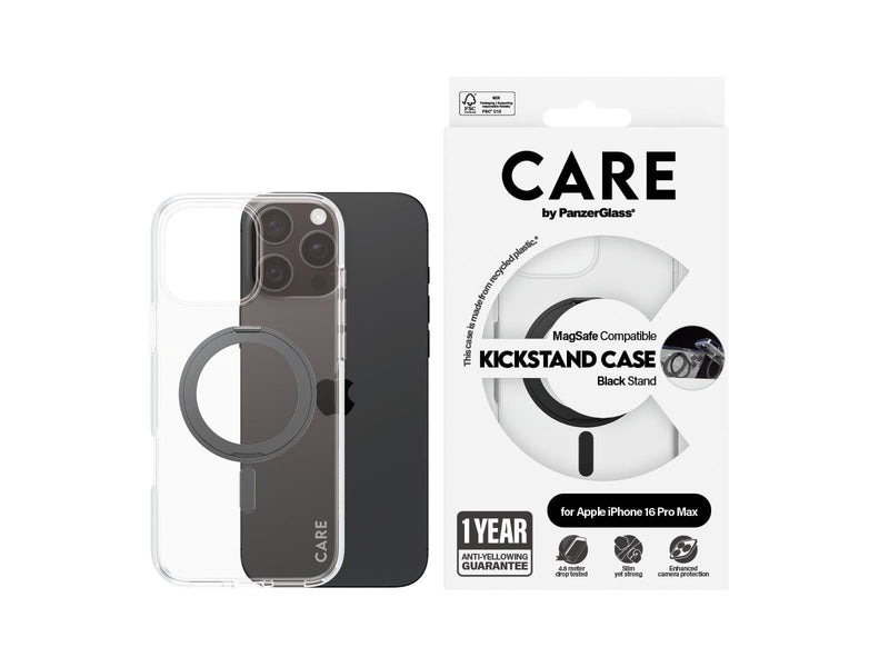 CARE by PanzerGlass Case Feature Black Kickstand & MagSafe iPhone 16 Pro Max
