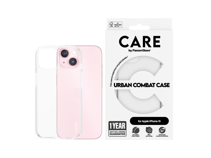 CARE by PanzerGlass Flagship Case Transparent Urban Combat w. Clear Frame iPhone 15