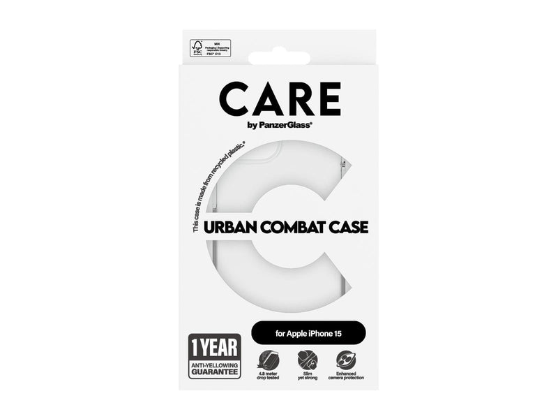 CARE by PanzerGlass Flagship Case Transparent Urban Combat w. Clear Frame iPhone 15