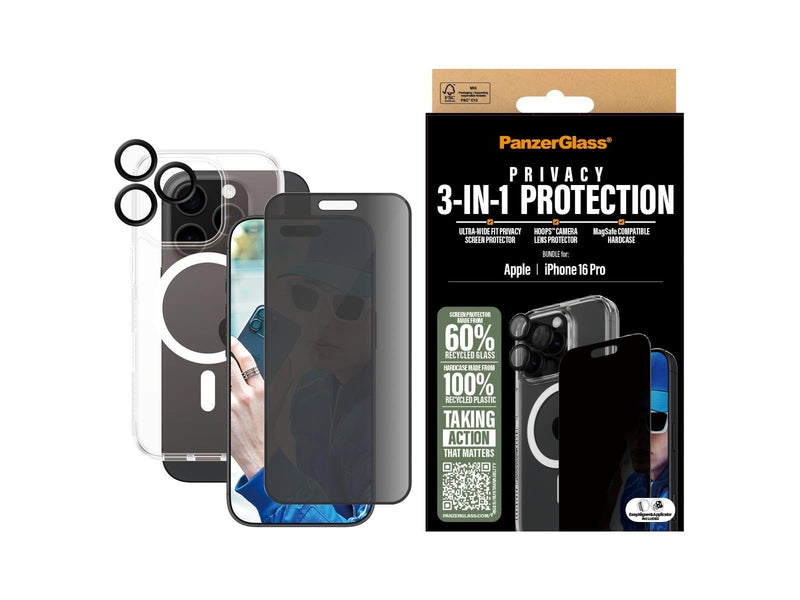 PanzerGlass 3-in-1 Privacy Protection Bundle iPhone 16 Pro