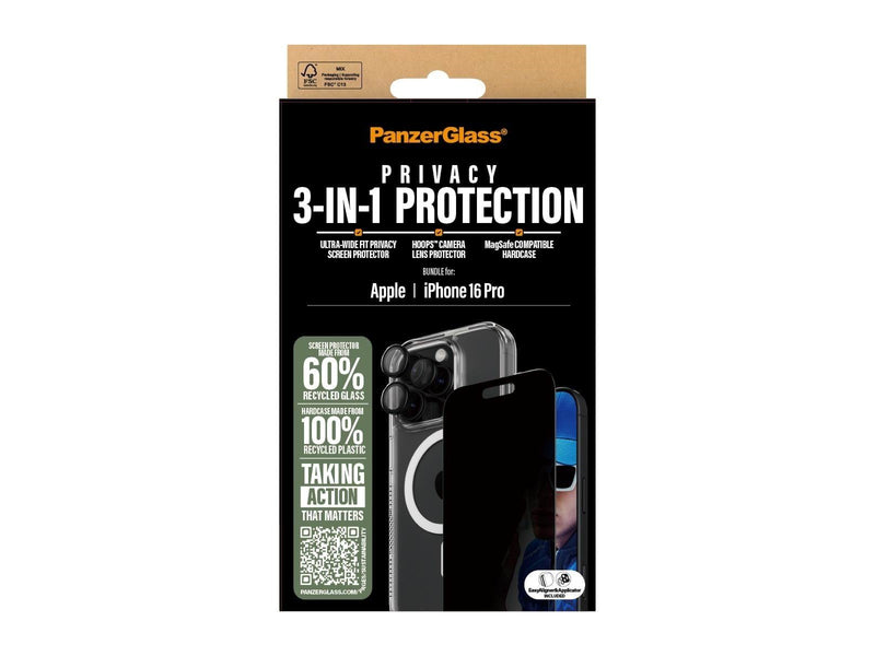 PanzerGlass 3-in-1 Privacy Protection Bundle iPhone 16 Pro
