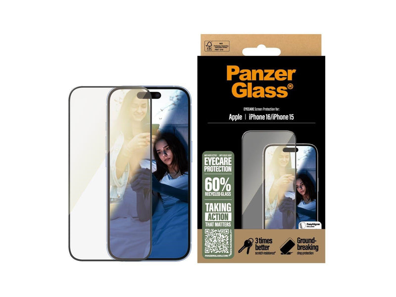 PanzerGlass EyeCare Screen Protector iPhone 16 | Ultra-Wide Fit