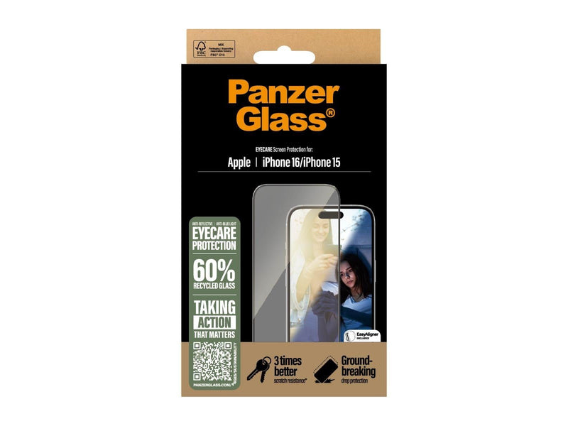 PanzerGlass EyeCare Screen Protector iPhone 16 | Ultra-Wide Fit