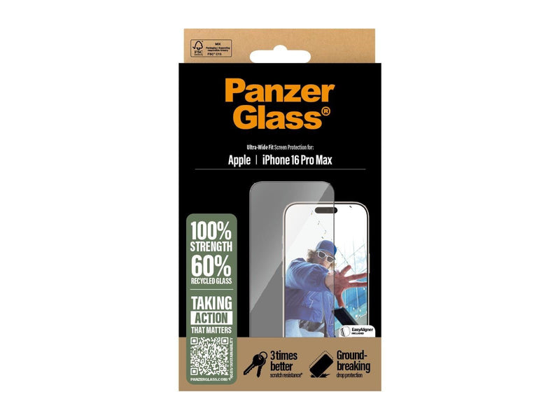 PanzerGlass Screen Protector iPhone 16 Pro Max | Ultra-Wide Fit