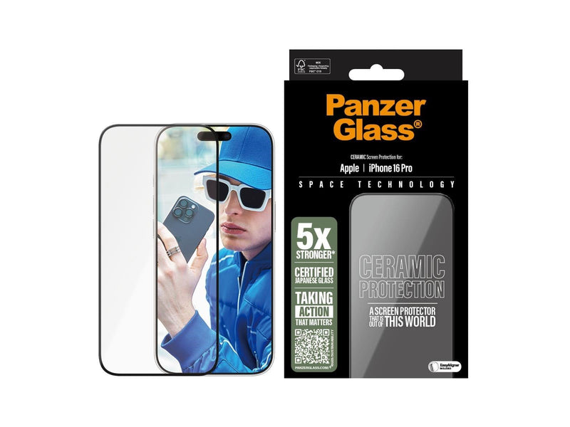 PanzerGlass Ceramic Screen Protector iPhone 16 Pro  | Ultra-Wide Fit