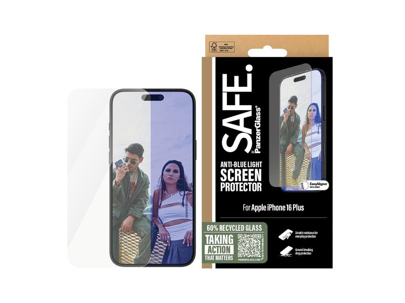 SAFE. by PanzerGlass EyeCare Screen Protector iPhone 16 Plus | Ultra-Wide Fit