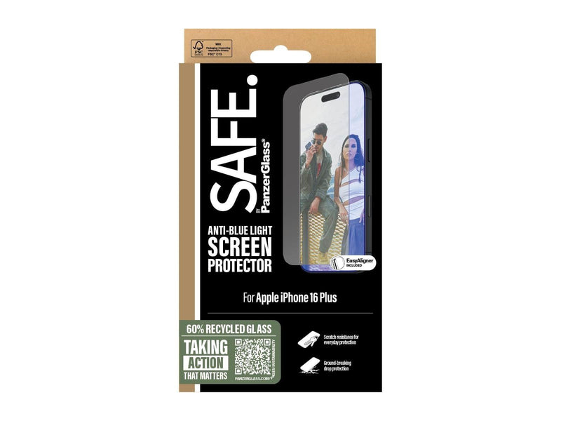 SAFE. by PanzerGlass EyeCare Screen Protector iPhone 16 Plus | Ultra-Wide Fit