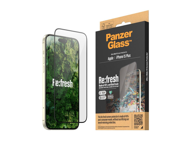 PanzerGlass Re:fresh Screen Protector iPhone 15 Plus | Ultra-Wide Fit w. EasyAligner