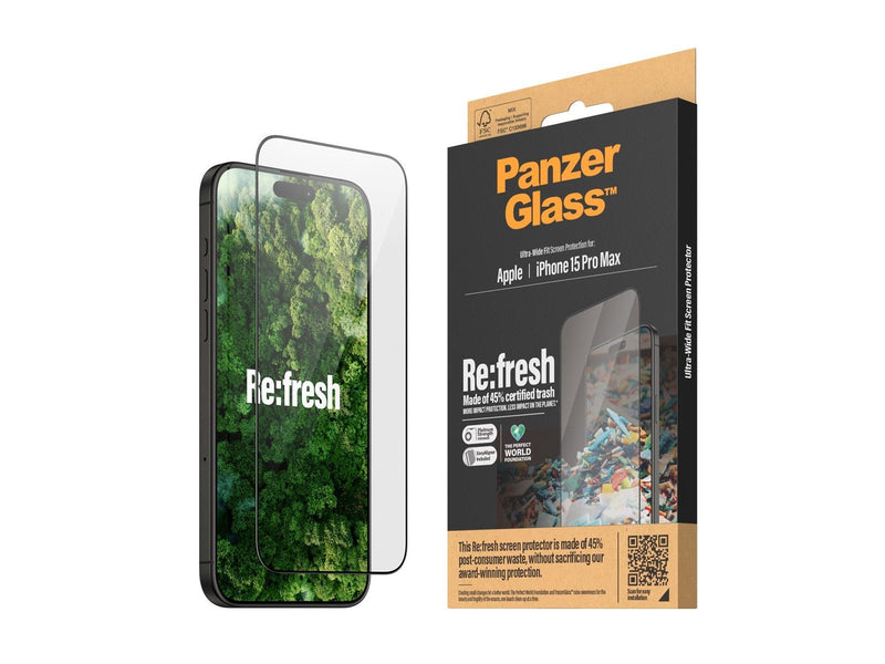 PanzerGlass Re:fresh Screen Protector iPhone 15 Pro Max | Ultra-Wide Fit w. EasyAligner