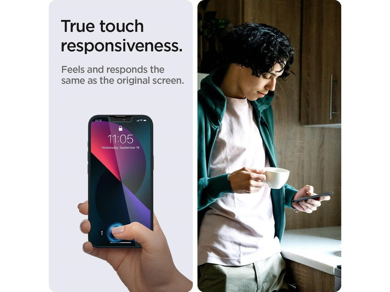 Spigen Glass tR EZ Fit Transparency Sensor Open Privacy 2 Pack - iPhone 16e/14/13/13 Pro