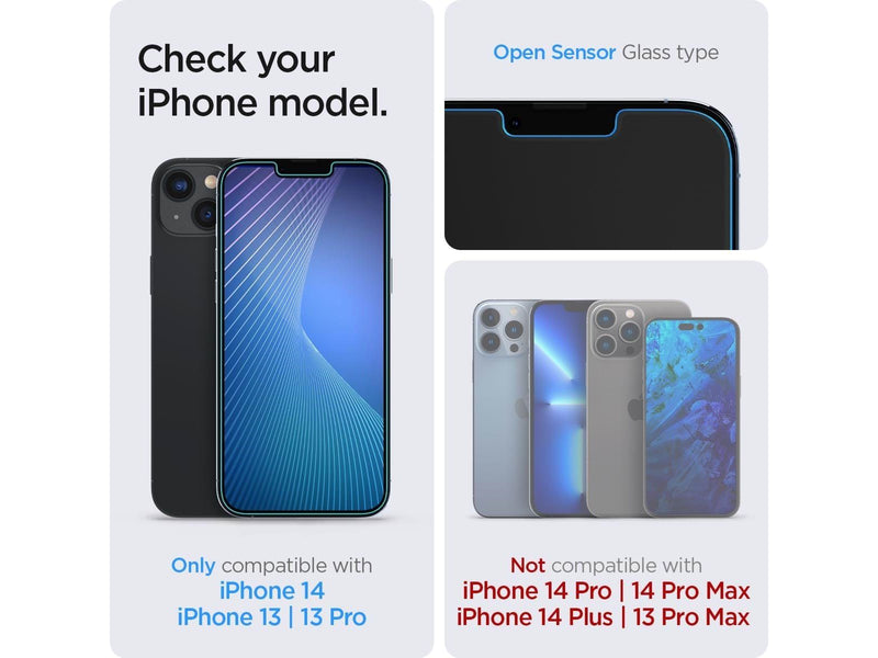 Spigen Glass tR EZ Fit HD 1 Pack open sensor - iPhone 16e/14/13/13 Pro