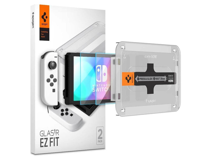 Spigen Glass tR EZ Fit 2 Pack - Nintendo Switch OLED - Miscellaneous Zubehör für Spielkonsole - Nintendo Switch OLED