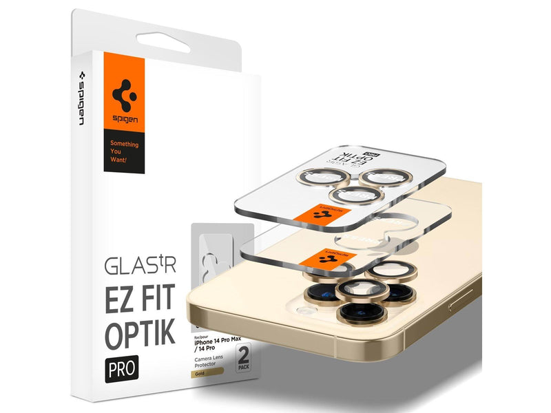 Spigen Glass EZ Fit Optik Pro 2 Pack - gold - iPhone 14 Pro/iPhone 14 Pro Max