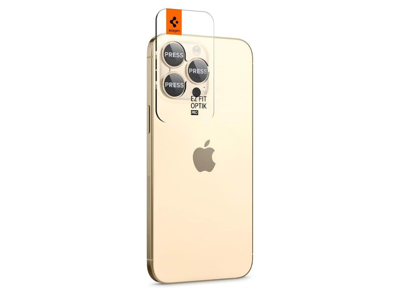 Spigen Glass EZ Fit Optik Pro 2 Pack - gold - iPhone 14 Pro/iPhone 14 Pro Max