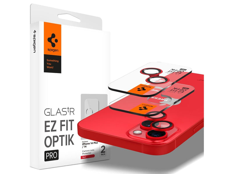Spigen Glass EZ Fit Optik Pro 2 Pack - red - iPhone 14/14 Plus